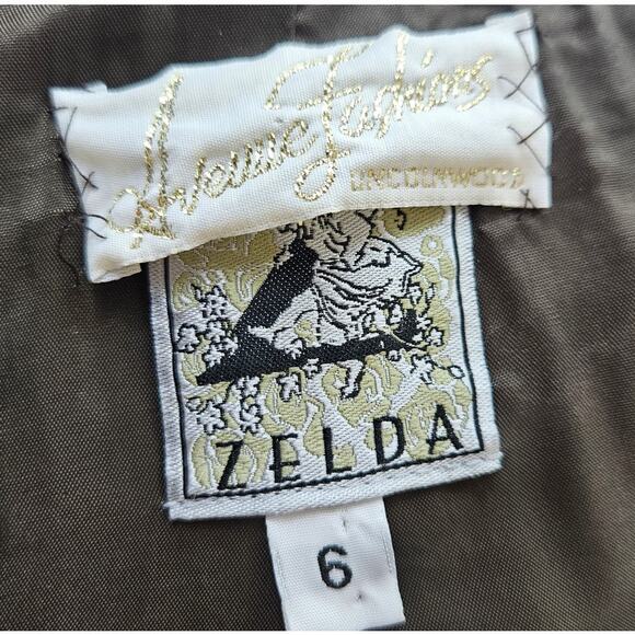 90s Vintage Fitted Embroidered Floral Striped Tapestry Zelda Blazer Size 6P - Picture 8 of 8